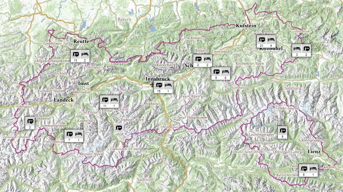Interaktive Karte Tirol_Campingplätze